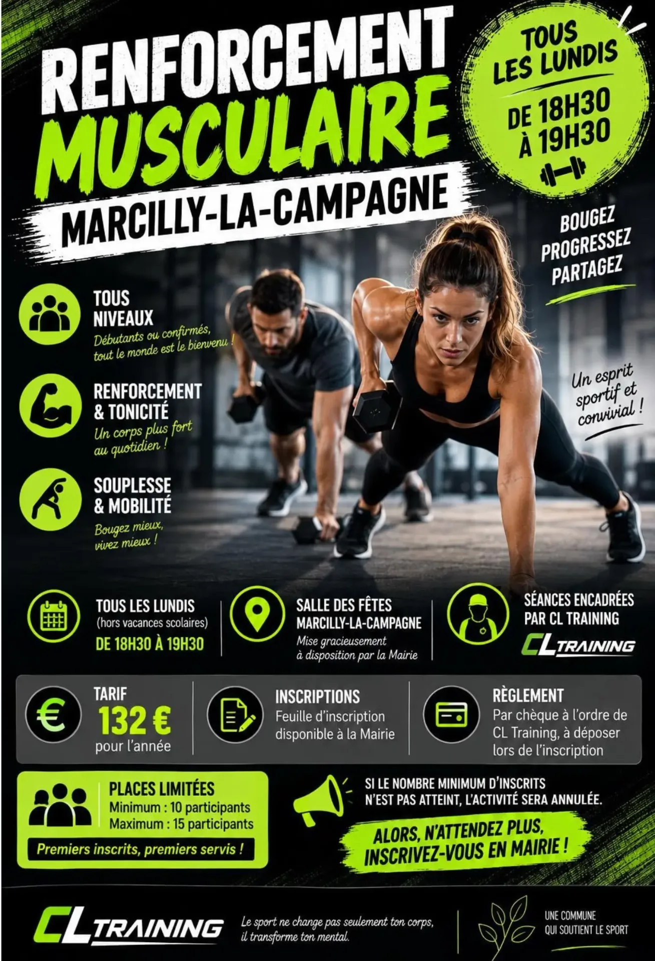 Renforcement musculaire tous les lundis